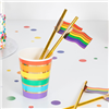 RAINBOW GOLD FOILED FLAG STRAW 16PK RA110