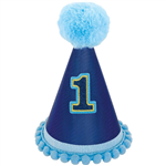 1st Birthday Boy Blue Cone Hat
