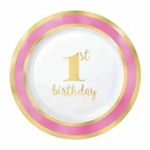 1st Birthday Girl Plate Snack 10Pk 430621