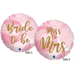 BALLOON FOIL 18 BRIDE TO BE WATERCOLOUR UNINFLATED