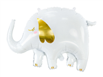 BALLOON FOIL 34 ELEPHANT WHITE AND GOLD UNINFLATED