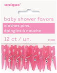 Baby Shower Clothes Pins Pink 12 Pack