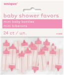 Baby Shower Mini Baby Bottles Assorted Pink 24 Pack