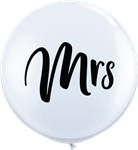 Balloon 90cm Mrs White Balloon With Black Print  Uninflated
