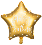 Balloon Foil 16 Star Cursive Happy Birthday Gold Uninflated 