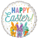 Balloon Foil 17 Happy Easter Cute Bunnies Uninflated