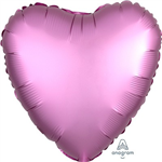 Balloon Foil 17 Heart Satin Luxe Flamingo Pink Uninflated