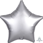 Balloon Foil 17 Star Satin Luxe Silver Uninflated