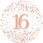 Balloon Foil 18 16Th Birthday Sparkling Fizz Rose Gold Uninflated