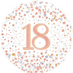 Balloon Foil 18 18Th Birthday Sparkling Fizz Rose Gold Uninflated
