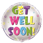 Balloon Foil 18 Bright Get Well Soon Uninflated