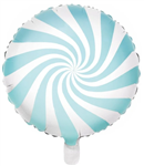 Balloon Foil 18 Candy Round Swirl Pastel Blue Uninflated 