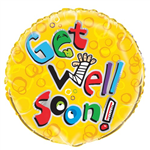 Balloon Foil 18 Get Well Soon Uninflated