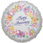 Balloon Foil 18 Happy Anniversary Flowers Uninflated