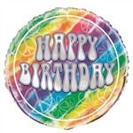 Balloon Foil 18 Happy Birthday Tye Dye Uninflated