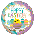 Balloon Foil 18 Happy Easter Chicky Stripes Uninflated