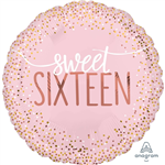 Balloon Foil 18 Sweet Sixteen blush Uninflated