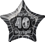 Balloon Foil 20 Glitz Black 40th Birthday Star Uninflated 