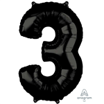 Balloon Foil 26 Black 3 Uninflated