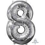 Balloon Foil 26 Silver 8 Uninflated