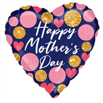 Balloon Foil 28 Mothers Day Navy Glitter Dots Uninflated