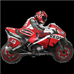 Balloon Foil 33 Red Moto Racing Bike Uninflated