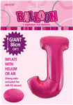 Balloon Foil 34 Hot Pink J Uninflated