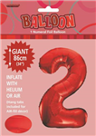 Balloon Foil 34 Red 2 Uninflated