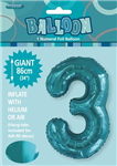 Balloon Foil 34 Teal 3 Uninflated 