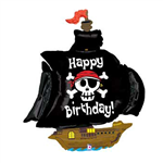Balloon Foil 46 inch Happy Birthday Pirate Ship Uninflated 
