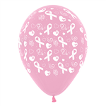 Balloons Printed Pink Ribbon Fashion Pink 6pk