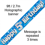 Banner Foil 5th Blue Happy Birthday Oakwood