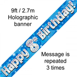 Banner Foil 8th Blue Happy Birthday Oakwood