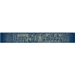 Banner Foil Glitter Navy 50th 27m