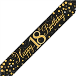 Banner Foil Spark Fizz Black  Gold 18th Birthday