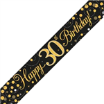 Banner Foil Spark Fizz Black  Gold 30th Birthday