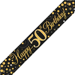 Banner Foil Spark Fizz Black  Gold 50th Birthday