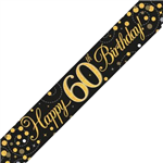 Banner Foil Spark Fizz Black  Gold 60th Birthday