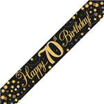 Banner Foil Spark Fizz Black  Gold 70th Birthday