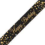 Banner Foil Spark Fizz Black  Gold Happy Birthday