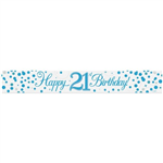 Banner Foil Spark Fizz Blue Happy 21st Birthday