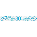 Banner Foil Spark Fizz Blue Happy 30th Birthday