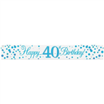 Banner Foil Spark Fizz Blue Happy 40th Birthday