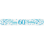 Banner Foil Spark Fizz Blue Happy 60th Birthday