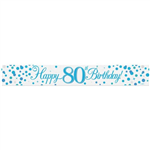 Banner Foil Spark Fizz Blue Happy 80th Birthday