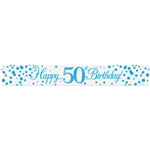 Banner Foil Sparl Fizz Blue Happy 50th Birthday