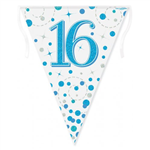 Bunting 16th Birthday Spark Fizz Blue 39m