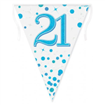Bunting 21st Birthday Spark Fizz Blue 39m