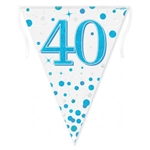 Bunting 40th Birthday Spark Fizz Blue 39m