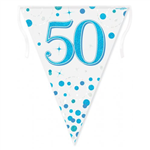 Bunting 50th Birthday Spark Fizz Blue 39m